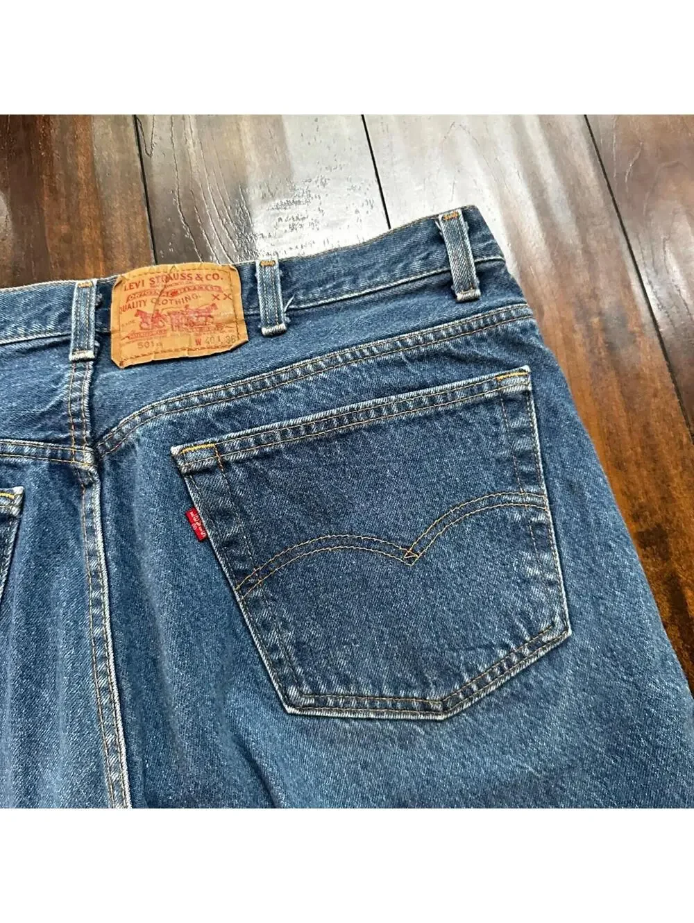 VTG 90s Levis 501 Button Fly 40x36 USA Tag Jeans Straight Wash Blue XX Act 36x32